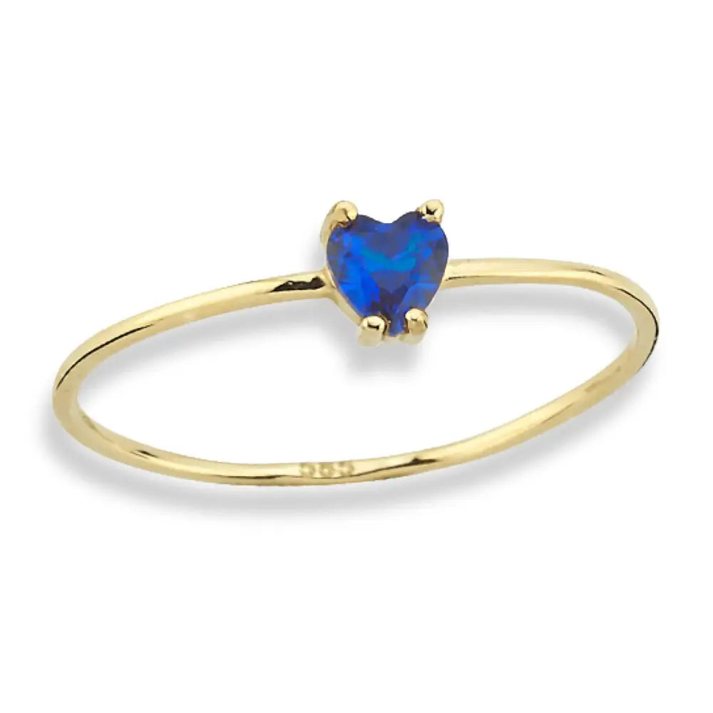 Heart Cut Blue Sapphire Ring – 14K Solid Gold September Birthstone Gift