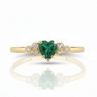 Heart Emerald Ring 14K Gold Simulant Diamond Wedding Band