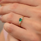 Heart Emerald Ring 14K Gold Simulant Diamond Wedding Band