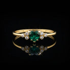 Heart Emerald Ring 14K Gold Simulant Diamond Wedding Band