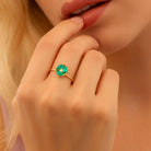 Marquise Emerald Wedding Ring 14K Solid Gold Simulated Diamond