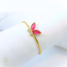 Marquise Ruby Butterfly Ring – 14K Solid Gold with Simulated Diamond Red Gemstone