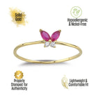 Marquise Ruby Butterfly Ring – 14K Solid Gold with Simulated Diamond Red Gemstone