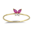 Marquise Ruby Butterfly Ring – 14K Solid Gold with Simulated Diamond Red Gemstone
