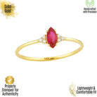 Marquise Ruby Engagement Ring – 14K Solid Gold Simulated Diamond Accents Vintage Style