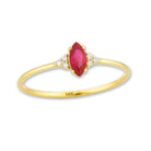 Marquise Ruby Engagement Ring – 14K Solid Gold Simulated Diamond Accents Vintage Style