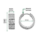 Medium Diamond Cut Hoops 14K Solid Gold | Chunky Hoop Earrings for Women Shiny Textured Gold Hoops - Hoop Earrings