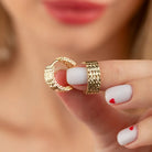 Medium Diamond Cut Hoops 14K Solid Gold | Chunky Hoop Earrings for Women Shiny Textured Gold Hoops - Hoop Earrings