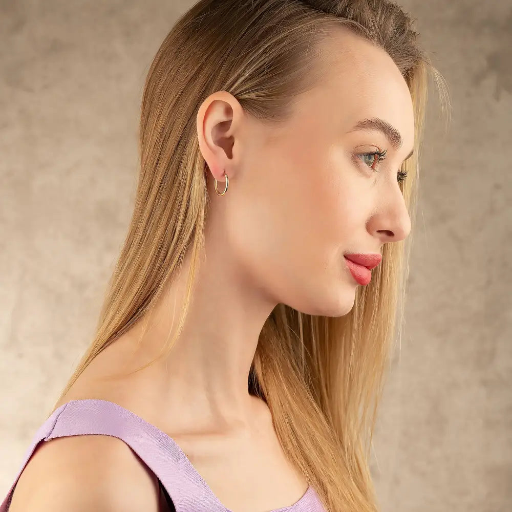 Minimalist 14K Gold Smooth Hoop Earrings Handcrafted Polished Round Hoops for Woman - Hoop Earrings