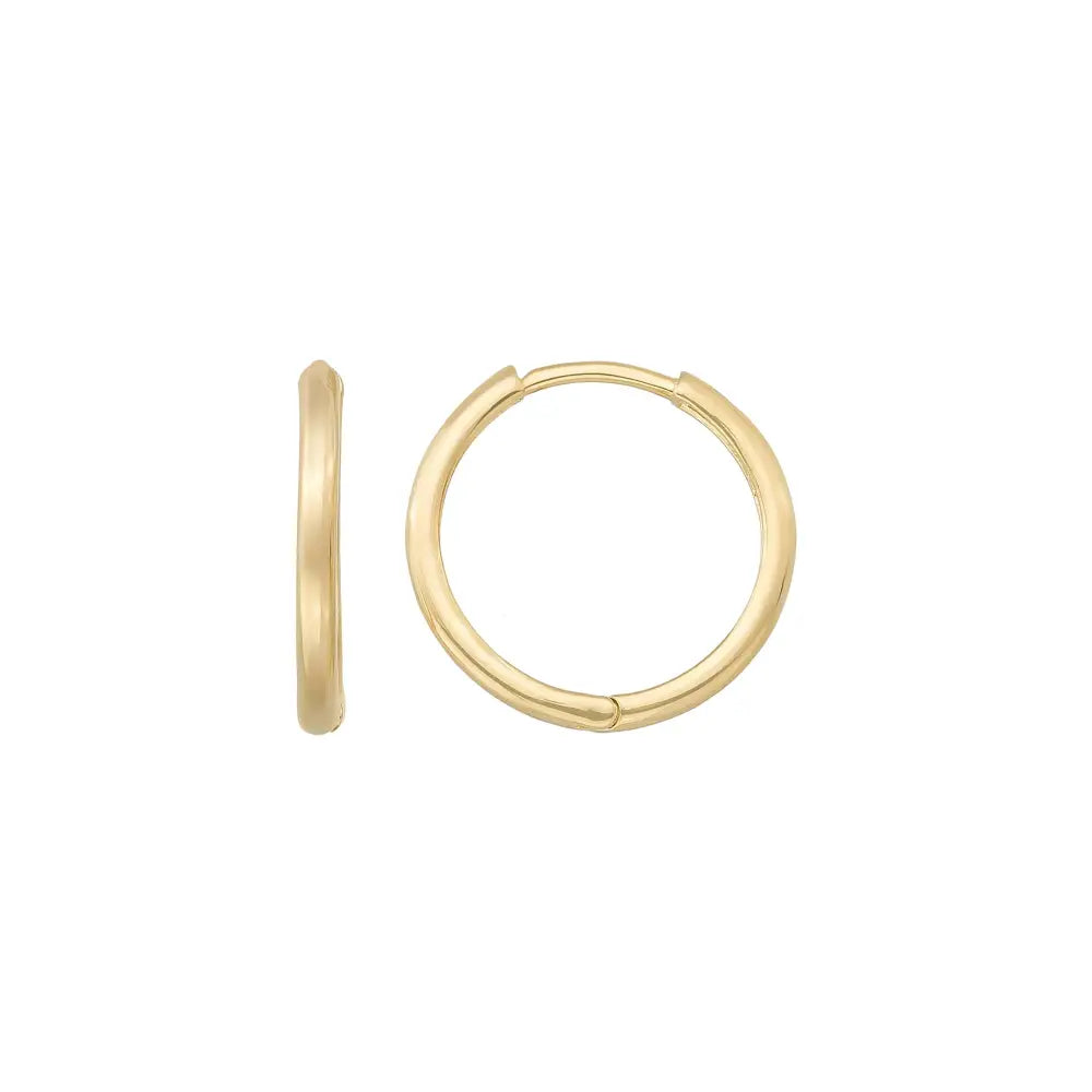 Minimalist 14K Gold Smooth Hoop Earrings Handcrafted Polished Round Hoops for Woman - Single Earring / 14K Yellow Gold