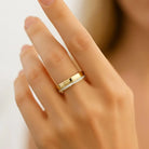 Multiple Small Simulant Diamond Ring 14k Solid Gold Eyecatching Luxury Wide Wedding Band