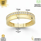 Multiple Small Simulant Diamond Ring 14k Solid Gold Eyecatching Luxury Wide Wedding Band