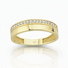 Multiple Small Simulant Diamond Ring 14k Solid Gold Eyecatching Luxury Wide Wedding Band