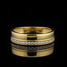 Multiple Small Simulant Diamond Ring 14k Solid Gold Eyecatching Luxury Wide Wedding Band