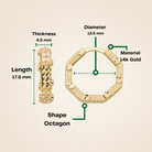 Octagon Hoop Earrings 14K Solid Gold | Diamond-Cut Ribbed Geometric Huggies 4.5 mm Thick 17.8 mm Hoops for Women - Hoop