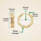 Octagon Hoop Earrings 14K Solid Gold | Diamond-Cut Ribbed Geometric Huggies 4.5 mm Thick 17.8 mm Hoops for Women - Hoop