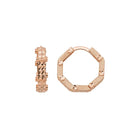 Octagon Hoop Earrings 14K Solid Gold | Diamond-Cut Ribbed Geometric Huggies 4.5 mm Thick 17.8 mm Hoops for Women