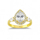 Pear Simulated Diamond Halo Engagement Ring 14K Gold Teardrop Wedding Ring