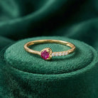 Personalized 14K Ruby Heart Ring with CZ for Valentine’s Day Delicate Jewelry Thin Stackable Ring