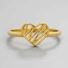 Personalized 14k Solid Gold Heart Ring Minimalist Band Custom Jewelry Gift