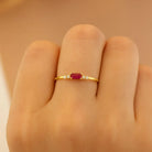 Personalized Baguette Ruby Engagement Ring 14K Gold Vintage Birthstone Ring by GoA