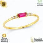 Personalized Baguette Ruby Engagement Ring 14K Gold Vintage Birthstone Ring by GoA
