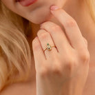 Pineapple Ring in 14K Gold Green Gemstone Top Handcrafted Tropical Jewelry for Women