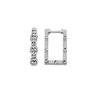 Rectangle Hoops 14K Solid Rose Gold | 21 mm Geometric Diamond-Cut Huggie Earrings for Women - Single (1Earring) / 14K