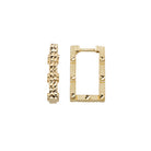 Rectangle Hoops 14K Solid Rose Gold | 21 mm Geometric Diamond-Cut Huggie Earrings for Women - Single (1Earring) / 14K