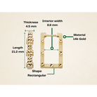 Rectangle Hoops 14K Solid Rose Gold | 21 mm Geometric Diamond-Cut Huggie Earrings for Women - Earrings