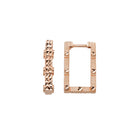 Rectangle Hoops 14K Solid Rose Gold | 21 mm Geometric Diamond-Cut Huggie Earrings for Women - Single (1Earring) / 14K