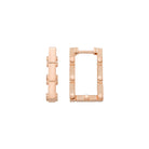 Rectangle Hoops 14K Solid Rose Gold | 21 mm Rectangular Diamond-Cut Huggie Earrings for Women - Single (1Earring) / 14K