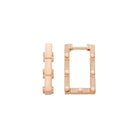 Rectangle Hoops 14K Solid Rose Gold | 21 mm Rectangular Diamond-Cut Huggie Earrings for Women - Single (1Earring) / 14K
