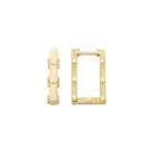 Rectangle Hoops 14K Solid Rose Gold | 21 mm Rectangular Diamond-Cut Huggie Earrings for Women - Single (1Earring) / 14K