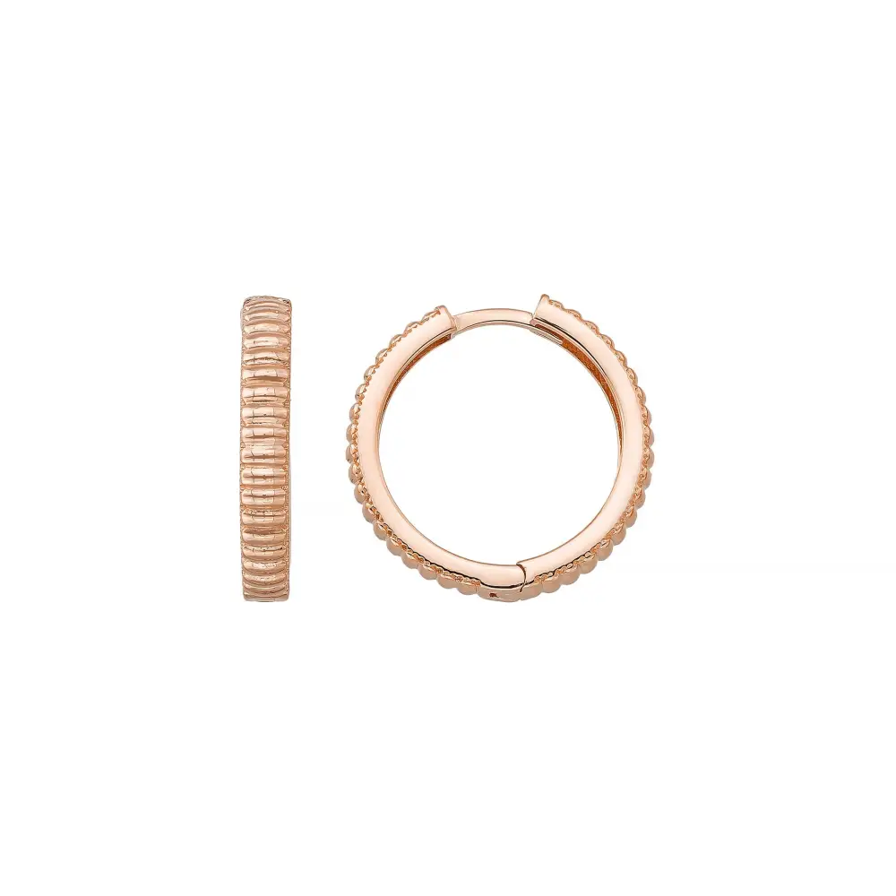 Ribbed Earrings 14K Solid Gold | Stripe Hoop Huggies Striped Stackable Hoops for Everyday Wear - Single Small / 14K