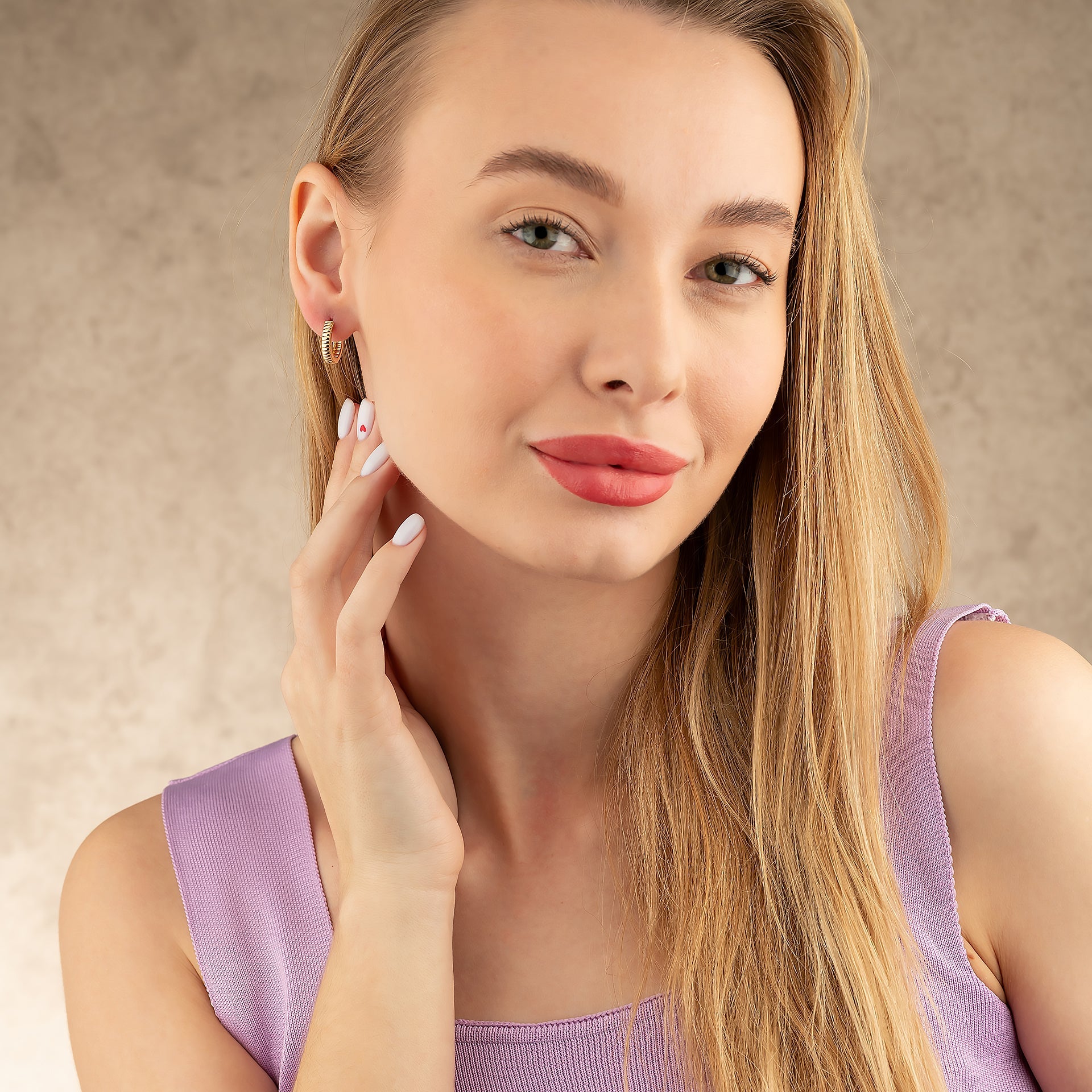 Ribbed Earrings 14K Solid Gold | Stripe Hoop Huggies Striped Stackable Hoops for Everyday Wear - Hoop Earrings