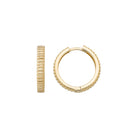 Ribbed Earrings 14K Solid Gold | Stripe Hoop Huggies Striped Stackable Hoops for Everyday Wear - Single Small / 14K