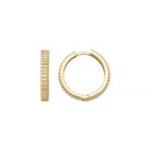 Ribbed Earrings 14K Solid Gold | Stripe Hoop Huggies Striped Stackable Hoops for Everyday Wear - Single Small / 14K