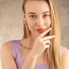 Ribbed Hoop Huggies Earrings 14K Solid Rose Gold | Stripe Huggy Hoops for Women - Hoop Earrings