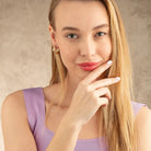 Ribbed Hoop Huggies Earrings 14K Solid Rose Gold | Stripe Huggy Hoops for Women - Hoop Earrings