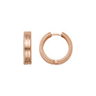Ribbed Hoop Huggies Earrings 14K Solid Rose Gold | Stripe Huggy Hoops for Women - Single Small / 14K Rose Gold - Hoop