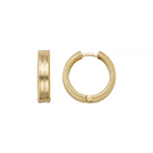 Ribbed Hoop Huggies Earrings 14K Solid Rose Gold | Stripe Huggy Hoops for Women - Single Small / 14K Yellow Gold - Hoop