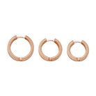 Ribbed Hoop Huggies Earrings 14K Solid Rose Gold | Stripe Huggy Hoops for Women - Hoop Earrings