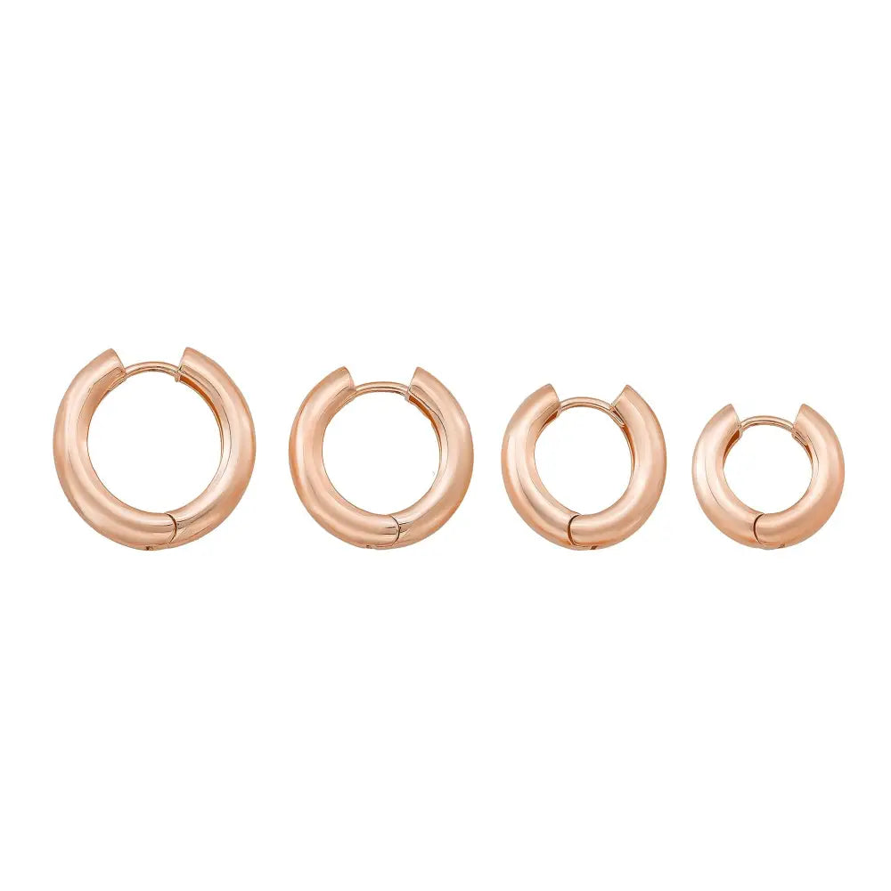 Round Hoop Huggies Earrings 14K Solid Gold | Minimalist Simple Huggy Hoops for Everyday Wear in 10 mm 11 mm 13 mm 15 mm