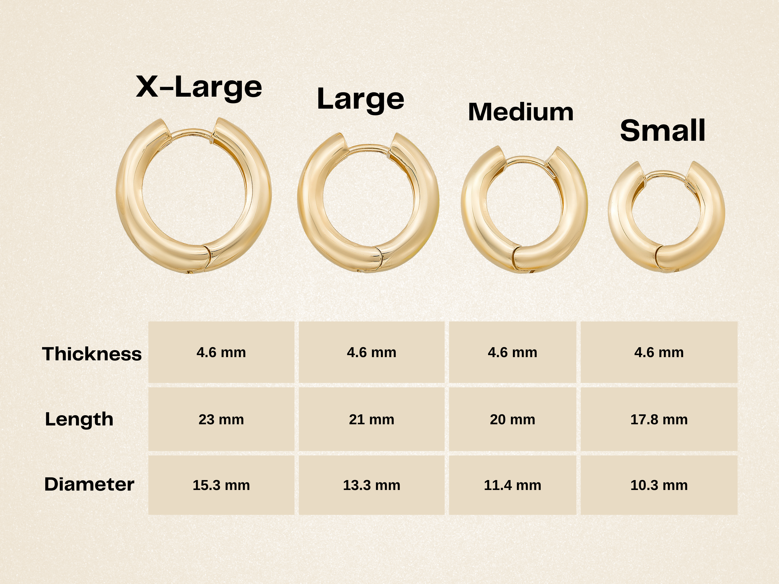 Round Hoop Huggies Earrings 14K Solid Gold | Minimalist Simple Huggy Hoops for Everyday Wear in 10 mm 11 mm 13 mm 15 mm
