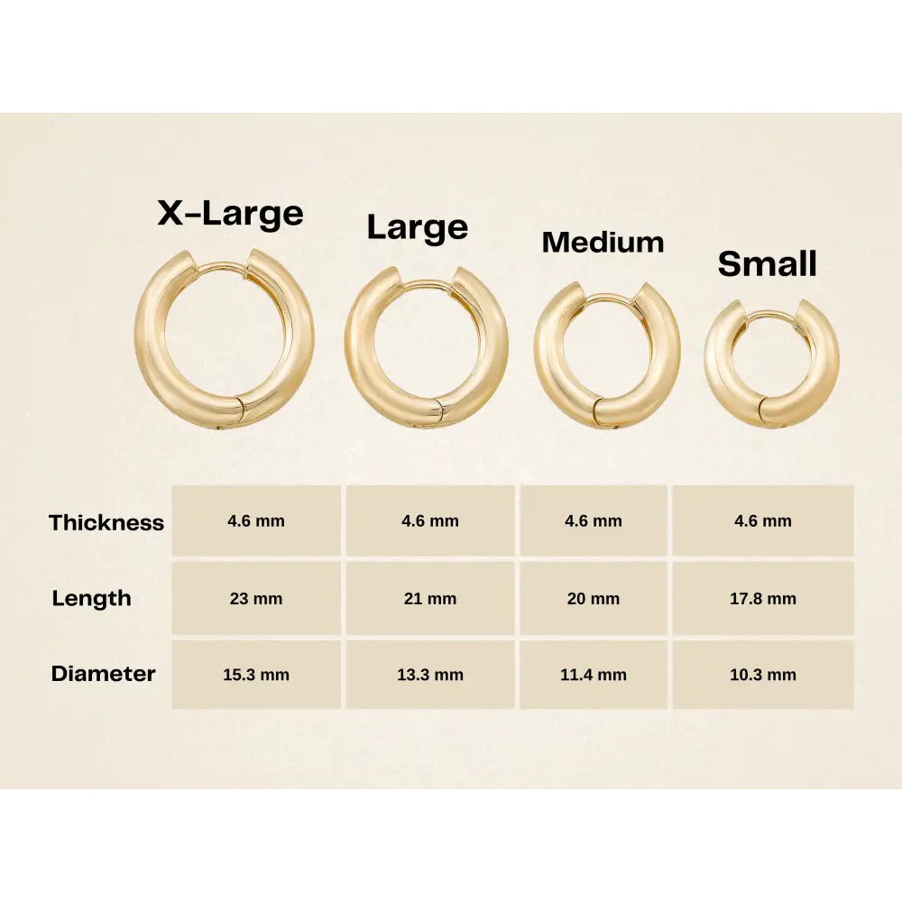 Round Hoop Huggies Earrings 14K Solid Gold | Minimalist Simple Huggy Hoops for Everyday Wear in 10 mm 11 mm 13 mm 15 mm