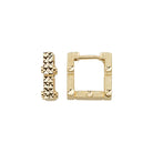 Square Earring Hoops 14K Solid Gold | 14 mm Geometric Square Huggies 4.5 mm Thick Ribbed Gold Earrings - Single