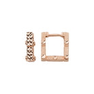 Square Earring Hoops 14K Solid Gold | 14 mm Geometric Square Huggies 4.5 mm Thick Ribbed Gold Earrings - Single