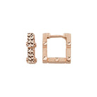 Square Earring Hoops 14K Solid Gold | 14 mm Geometric Square Huggies 4.5 mm Thick Ribbed Gold Earrings - Single