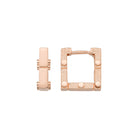 Square Hoop Earrings 14K Solid Gold | Geometric Ribbed Huggies 4.5 mm Thick 14 mm Square Gold Earrings for Women
